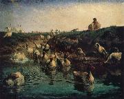 Jean Francois Millet Geese oil on canvas